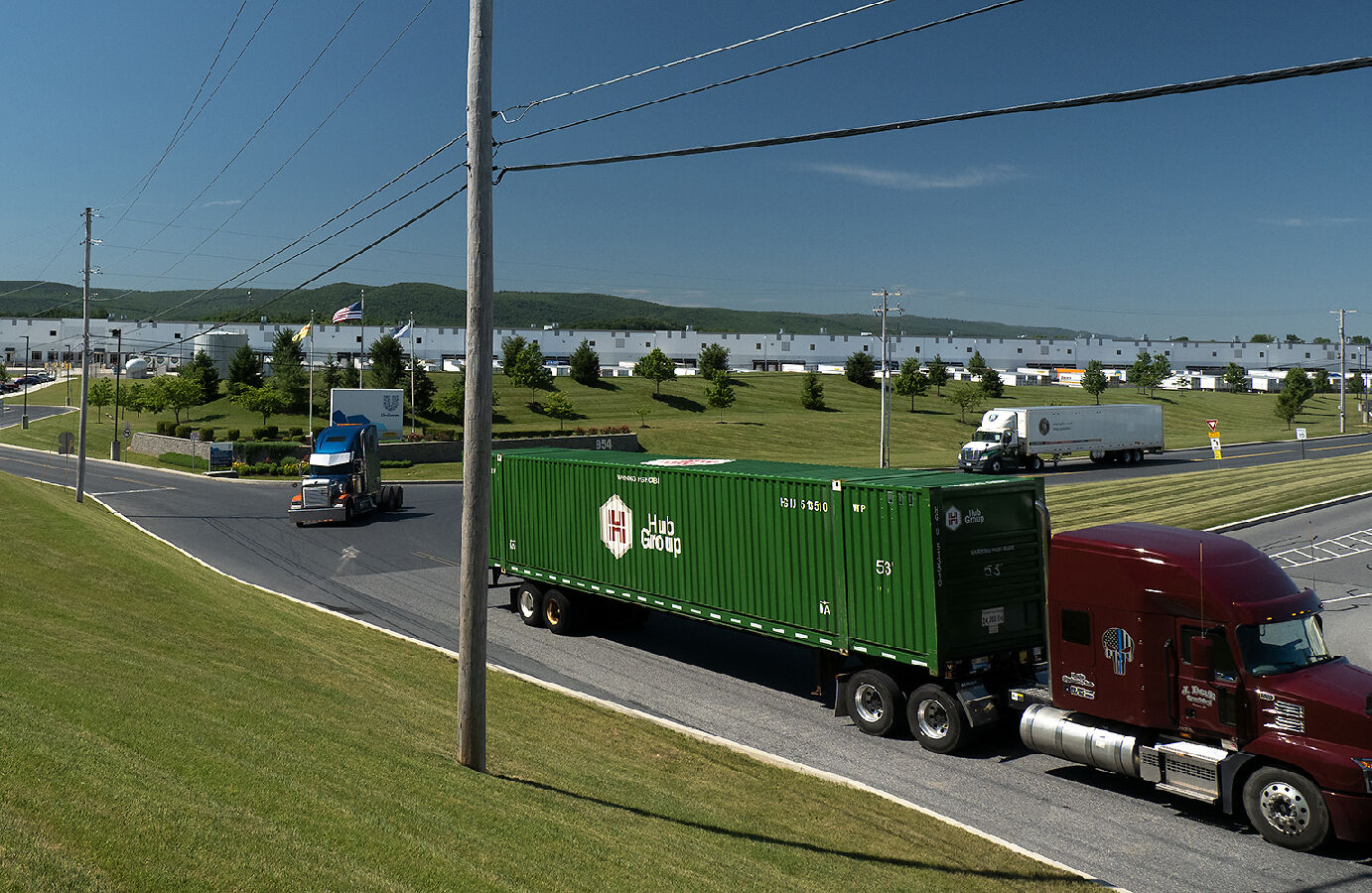 Trucks leaving PA warehouse